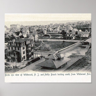 Poster Bird's Eye View, Wildwood, New Jersey, Vintage