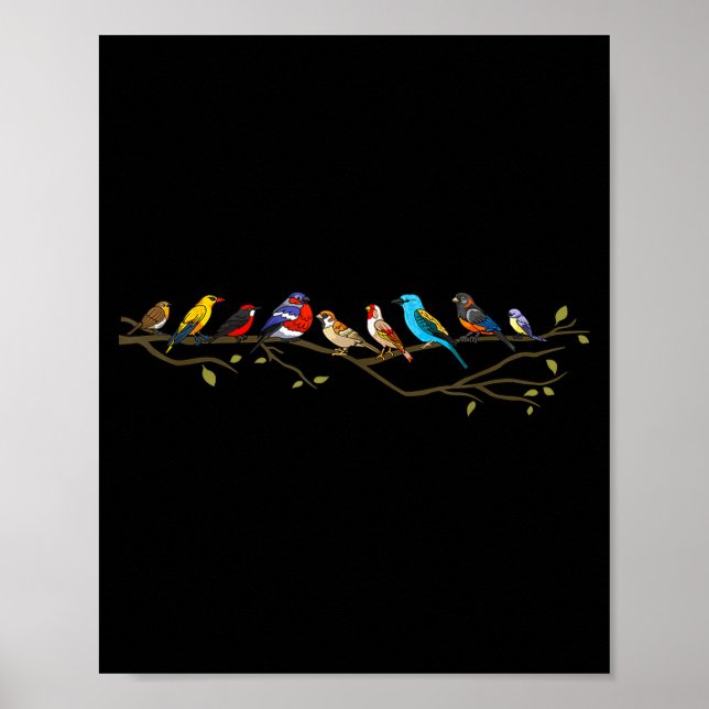 Poster Birds On A Branch Birding Bird Watching Bird Watch (Frente)