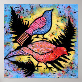 Poster Birds Surrounded by Blue Sky