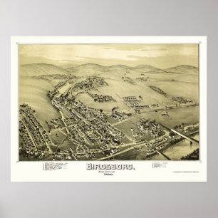 Pôster Birdsboro, mapa panorâmico do PA - 1890