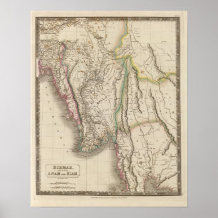 Pôster Birmah, Anam, Sião, Tailândia