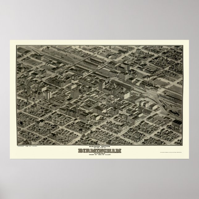 Pôster Birmingham, AL Panorâmica Map - 1903 (Frente)