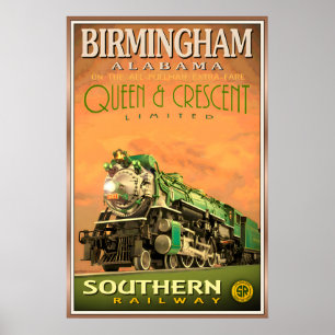 Poster Birmingham Alabama QUEEN & CRESCENT Limitada