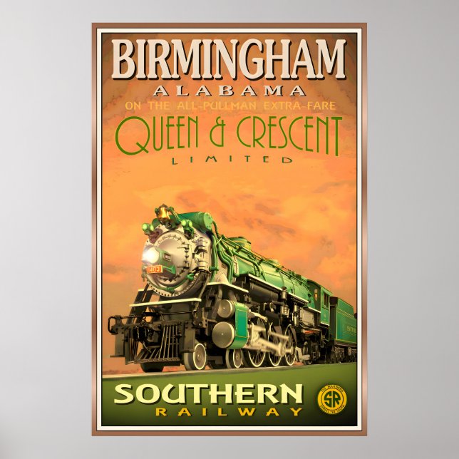 Poster Birmingham Alabama QUEEN & CRESCENT Limitada (Frente)