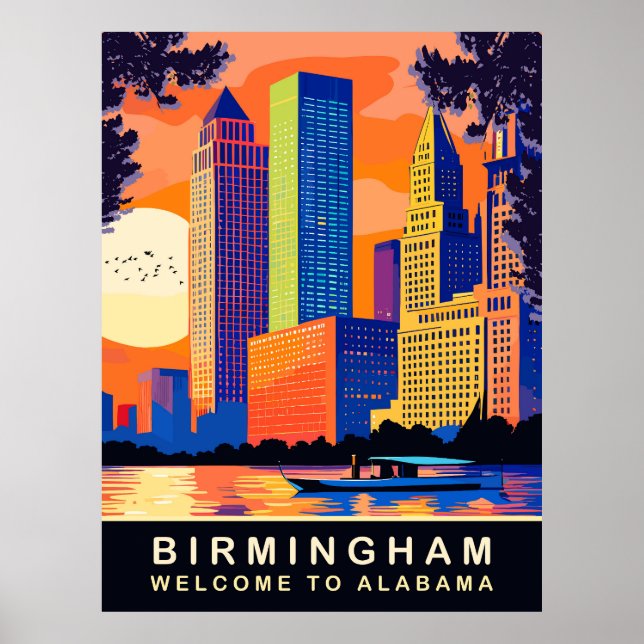 Poster Birmingham, Alabama, Rio Cahaba, Viagem (Frente)