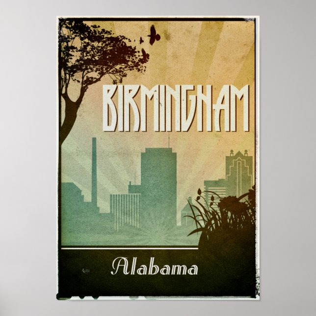 Poster Birmingham Art Deco Design City trabalho de arte (Frente)