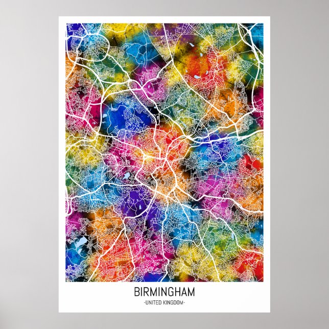 Poster Birmingham United Kingdom City Map (Frente)