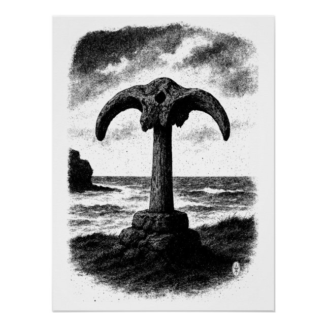 Pôster Birsay Whalebone – Monumento de Tinta de Orkney (Frente)