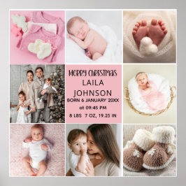 Poster  Birth Announcment Personalize 8 Photo christmas