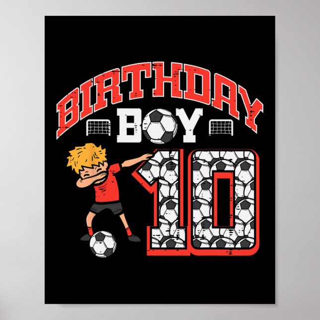 Poster Birthday Boy 10 Soccer Dab 10th Festa de aniversár (Frente)