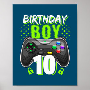 Poster Birthday Boy 10 Video Game Controller Gamer 10th