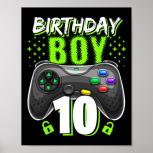 Poster Birthday Boy 10 Video Game Controller Gamer 10th B