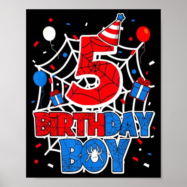 Poster Birthday Boy 5 Year Old Sders 5th Birthday Kids  (Frente)