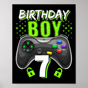 Poster Birthday Boy 7 Video Game Controller Gamer 7 Bir