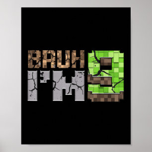 Poster Birthday Boy 9th Bruh Im 9 Anos Antiga Gamer Pixel