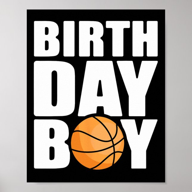 Poster Birthday Boy Bysketbyll Partido do Tema Futuro Bys (Frente)