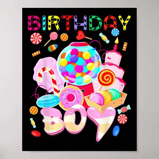Poster Birthday Boy Candy Land Candy Candy Crew Docinho (Frente)