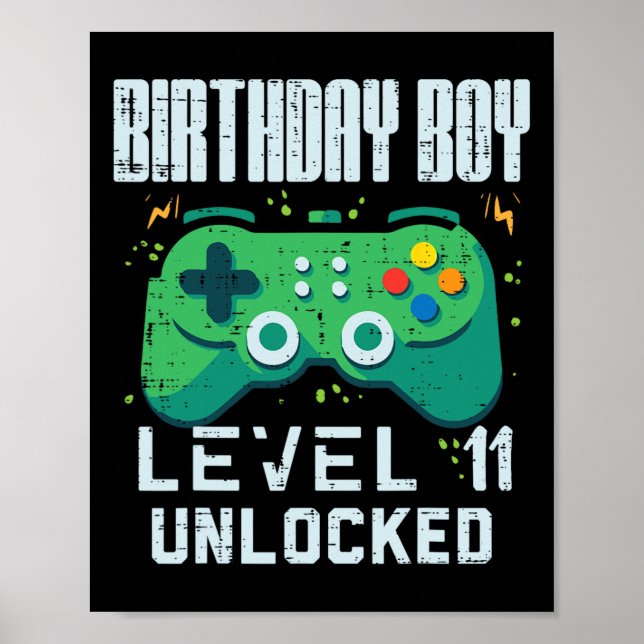 Poster Birthday Boy Level 11 - Controladora de Jogador De (Frente)