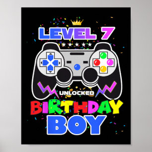 Poster Birthday Boy Level 7 Unlocked Video Game 7 Birthda