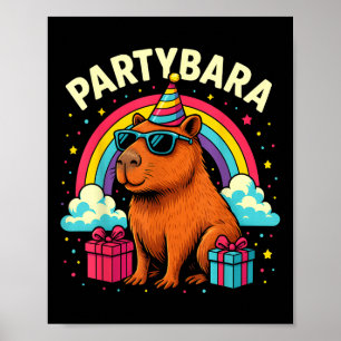 Poster Birthday Capybara Tee Para Crianças Diversão Party