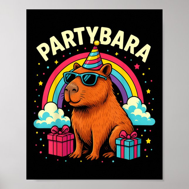 Poster Birthday Capybara Tee Para Crianças Diversão Party (Frente)