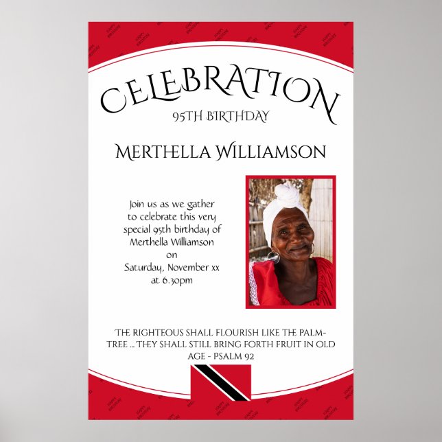 Poster BIRTHDAY CELEBRATION Trinidad Flag com Foto (Frente)