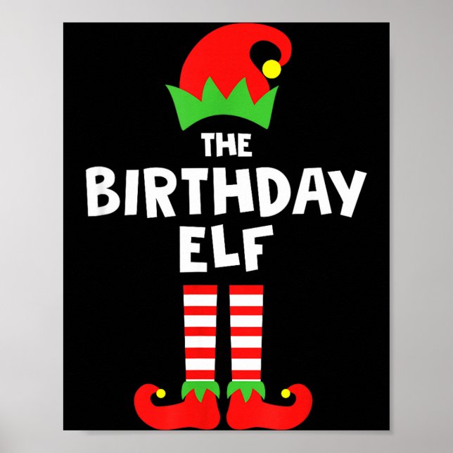 Poster Birthday Elf Matching Group Family Holiday Christm (Frente)