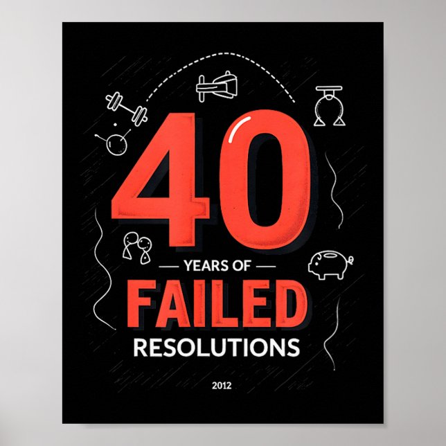 Poster Birthday Gift_ 40 Years Of Failed Resolutions Humo (Frente)