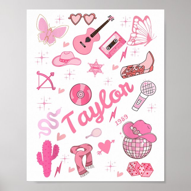 Poster Birthday Girl Groovy Taylor Nome Personalizar (Frente)