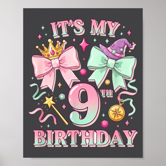 Poster Birthday It's My 9th Birthday Cute Magical Princes (Frente)