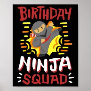 Poster Birthday Ninja Squad Karate Girls Garotas Crianças