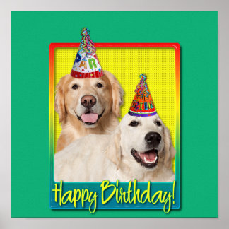 Pôster Birthday Party Hat - Golden Retriever Tebow Corona