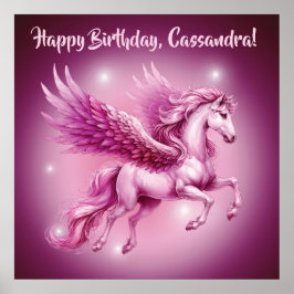 Poster Birthday Pink Pegasus Fantasy Design Matte