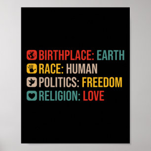 Poster Birthplace Earth Race Human Politics Freedom Posit
