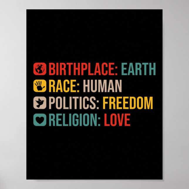 Poster Birthplace Earth Race Human Politics Freedom Posit (Frente)