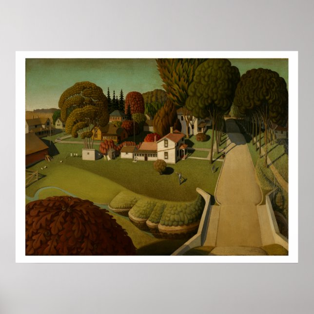 Pôster "Birthplace of Herbert Hoover", por Grant Wood (Frente)