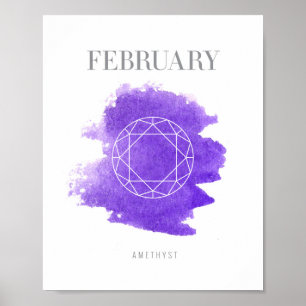 Pôster Birthstone Amethyst fevereiro