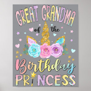 Poster Bisavó da Princesa Unicórnio de Aniversário