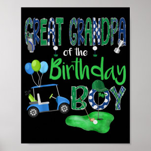 Poster Bisavô do menino do aniversário hole in one golfe