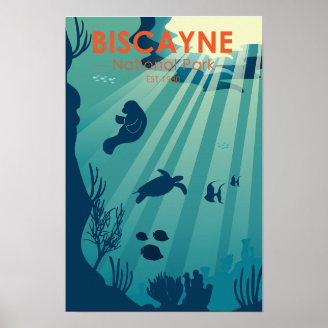 Poster Biscayne National Park Florida Underwater Maritime (Frente)