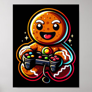 Poster Biscoito de Gengibre Jogando Controle de Videogame