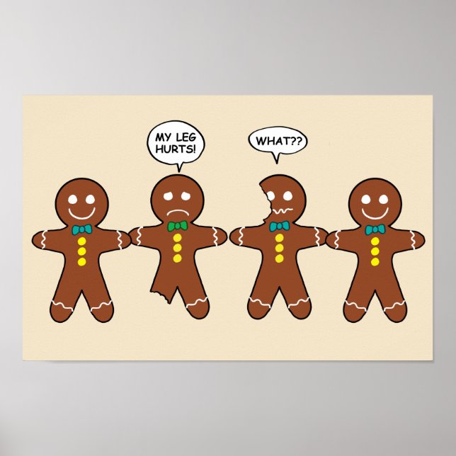 Poster Biscoito de Gengibre Minha Perna Dói Natal (Frente)