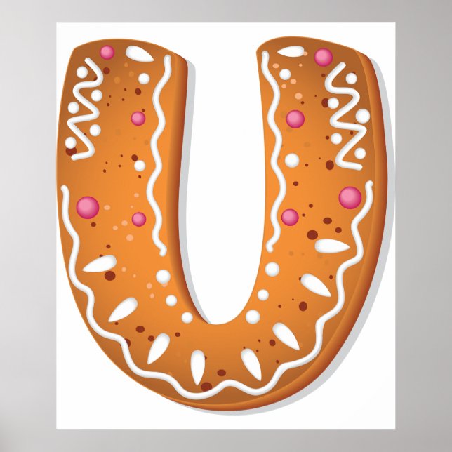 Poster Biscoito de Natal com Monograma da Letra U em Geng (Frente)