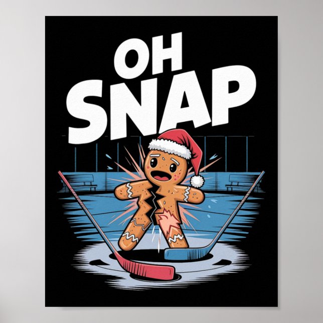 Poster Biscoito de Natal de Hóquei no Gelo (Frente)