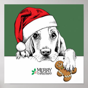 Poster Biscoito do Natal de Basset Hound