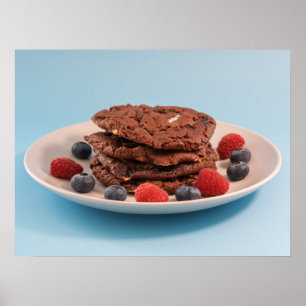 Poster Biscoitos de Chocolate com Frutas Foto de Comida