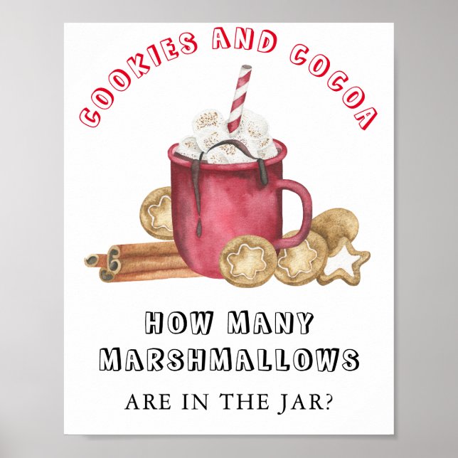 Poster Biscoitos e cacau Adivinhe quantos MARSHMALLOWS (Frente)