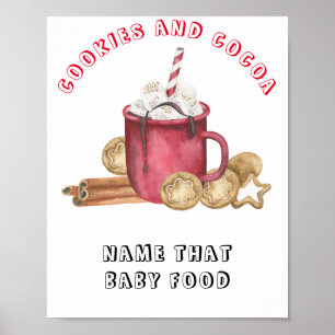 Poster Biscoitos e chocolate quente baby shower Nome daqu