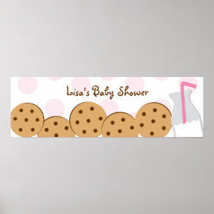Pôster Biscoitos e sinal da bandeira do chá de fraldas d