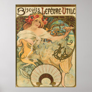 Poster Biscoitos Lefeure-utile - por Alphonse Mucha